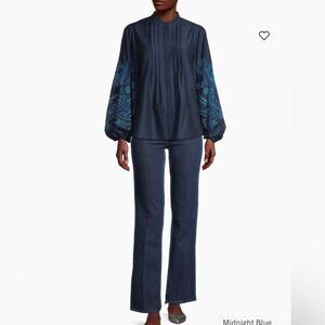 Kobi Halperin

NWT 495.00 Reese Floral Embroidered Silk Blouse SMALL